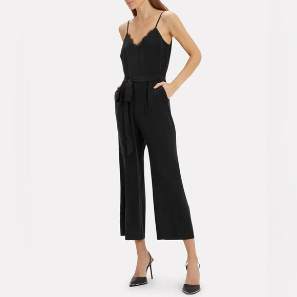 L'AGENCE DIA CAMISOLE Belted JUMPSUIT in Black - Picture 1 of 14